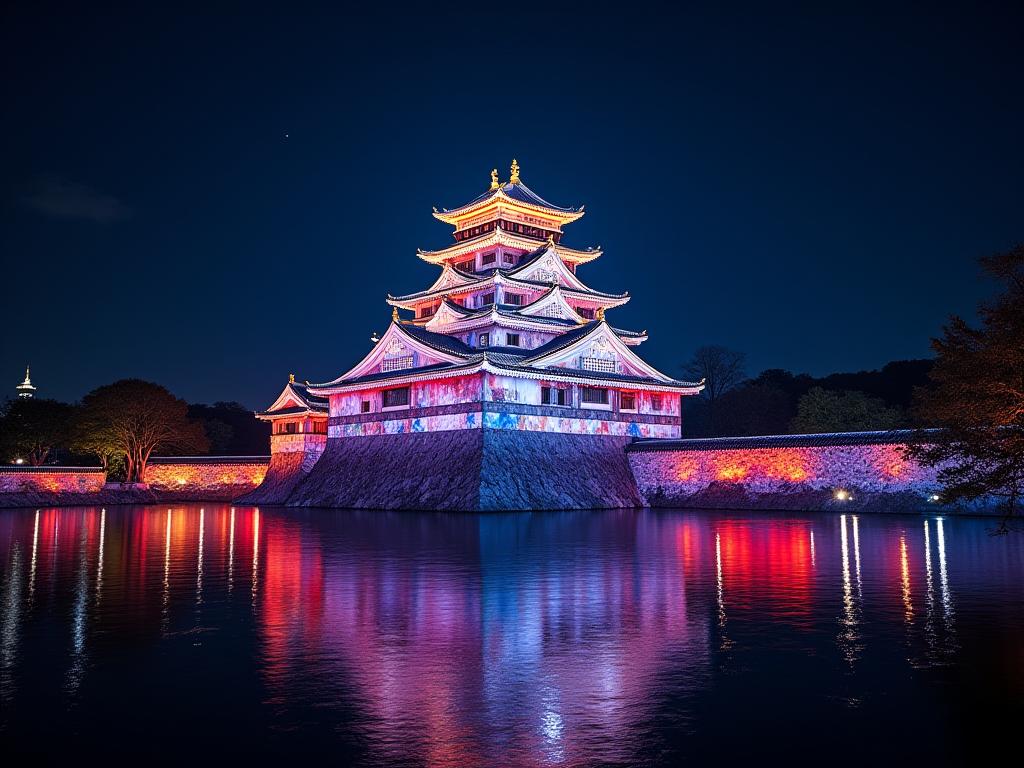 ライトアップされた大阪城