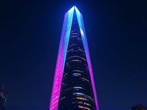 ダイナミックな色で照らされた高層ビルのアイコン